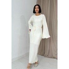 Hynova Ekru Ispanyol Kol Piliseli Elbise