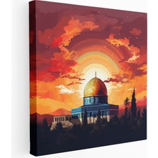 Popcas Kudüs'te Günbatımı Kubbet-Üs Sahra Kanvas Tablo