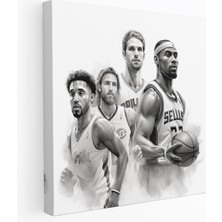 Popcas Nba Efsaneleri Çizimli Kanvas Tablo - Basketbol Sanatı