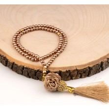 Mini Taşlı Güllü Tesbih Gold (99LU - 6mm)