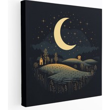 Popcas Çocuk Odası Ay Işığında Kanvas Tablo - Çocuk Odası Minimalist Tasarım Duvar Dekorasyonu Kanvas Duvar Sanatı