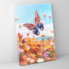 Popcas Vahşi Çiçeklerle Origami Kelebek Duvar Sanatı - Şıklık Büyüleyici Manzara Doğanın Zarafeti