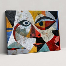 Popcas Picasso Ilhamlı Geometrik Soyut Kanvas Tablo - Pablo Picasso Ev Dekorasyonu Duvar Sanatı
