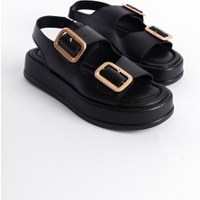 Capone Outfitters Denice Dolgu Topuklu Çift Bantlı Tokalı Kadın Sandalet