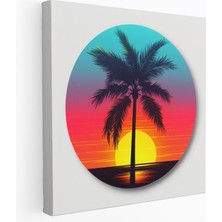 Popcas Palmiye Ağacı Günbatımı Kanvas Tablo - Günbatımı Duvar Dekorasyonu Duvar Dekorasyonu