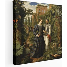 Popcas Rönesans Kanvas Tablo: Asil Adam ve Leydi Lüks Bir Bahçede - Rönesans Zarafet Kanvas Romantizm