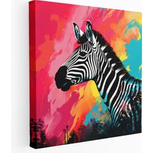Popcas Zebra Kanvas Tablo - Renkli Zebra Silueti - Görsel Olarak Etkileyici Benzersiz Kişilikli