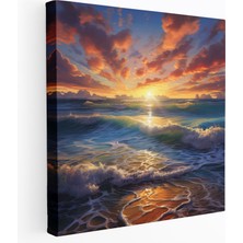 Popcas Okyanus Günbatımı Kanvas Tablo - Gerçekçi Fotoğraf Kalitesinde Duvar Sanatı - Canlı Renkler Günbatımı Kanvas Tablo