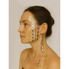 Metalik Geometrik Desen Geçici Dövme Seti Siyah Altın Gümüş