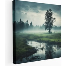 Popcas Sisli Çayır Kanvas Tablo - Yağmur Duvar Sanatı Fotoğraf