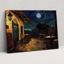 Popcas Gecede Kafe Terası Duvar Dekorasyonu - Vincent Van Gogh Duvar Sanatı Kanvas