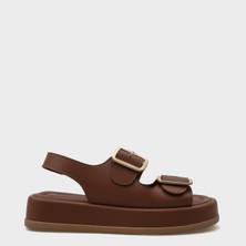 Capone Outfitters Denice Dolgu Topuklu Çift Bantlı Tokalı Kadın Sandalet