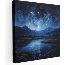 Popcas Yıldız Haritası Duvar Dekorasyonu - Büyü Yağlı Boya Kanvas Tablo