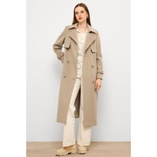 Pelerin Detaylı Kruvaze Kaban Taş Melanj 3091