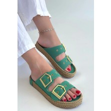 Ices Yeşil Nubuk Terlik