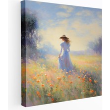 Popcas Kadın Duvar Sanatı - Izlenimci Çayır Kanvas Tablo - Kadın Kanvas Tablo Rüya Gibi Atmosfer Çayır