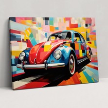 Popcas Volkswagen Beetle Duvar Dekorasyonu - Beetle Temalı Kanvas Tablo - Farklı ve Şık Duvar Sanatı