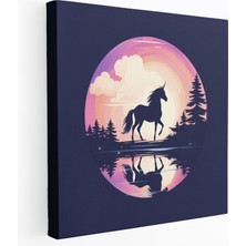 Popcas Minimalist Tek Boynuzlu At Duvar Sanatı - Tek Boynuzlu At Zarafet Sadelik Duvar Sanatı