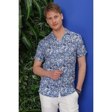 Efor Erkek G 1538 Slim Fit Lacivert-Beyaz Klasik Gömlek