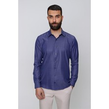 Efor Erkek Slim Fit Önden Pensli Pamuklu Pamuklu İndigo Gömlek GK 635