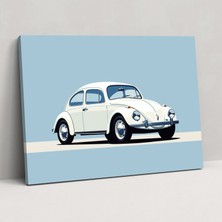 Popcas Minimalist Volkswagen Beetle Duvar Sanatı - Volkswagen Beetle Minimalist Illüstrasyon Ev Dekorasyonu Duvar Dekorasyonu