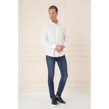 Efor Erkek Slim Fit %100 Pamuklu Non Iron Ütülenebilir Kumaş Klasik Beyaz Gömlek Gk 735