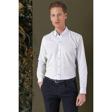 Efor Erkek Slim Fit %100 Pamuklu Mavi Gömlek GK 711