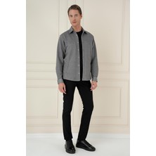 G 1581 Slim Fit Gri Klasik Gömlek