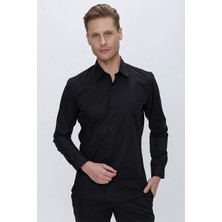 Gk 665 Slim Fit Siyah Klasik Gömlek