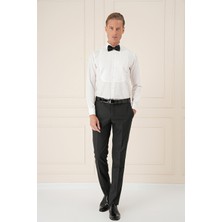 Efor Erkek Slim Fit Duble Manşet Klasik Yaka Piliseli Beyaz Smokin Gömlek  Gk 732