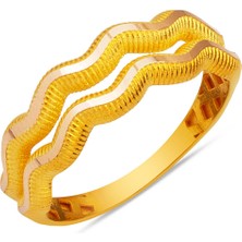 2 Sıra Zikzak Ajda Yüzük 14 Ayar Altın