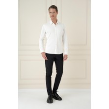 G 1580 Slim Fit Ekru Klasik Gömlek