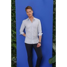 G 1532 Slim Fit Mavi Klasik Gömlek