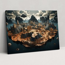 Popcas Gerçeküstü Dünya Haritası Duvar Sanatı - Dünya Haritası Kanvas Tablo Ev Dekorasyonu Duvar Sanatı