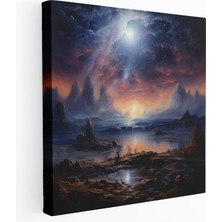 Popcas Yıldızlı Gökyüzü Kanvas Tablo - Yıldız Haritası Göksel Manzara Duvar Sanatı