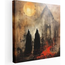 Popcas Yüzüklerin Efendisi Kanvas Tablo - Ürkütücü Halka Hayaletleri Kolajı - Yüzüklerin Efendisi Duvar Dekorasyonu Benzersiz Soyut Karışık Medya Kolajı