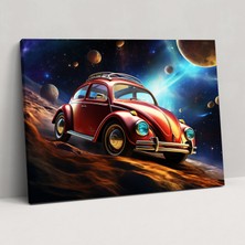 Popcas Gelecek Odaklı Volkswagen Beetle Kanvas Tablo - Volkswagen Beetle Göksel Unsurlar Gelecek Odaklı Kanvas