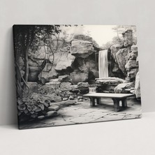 Popcas Kömür Zen Bahçesi Duvar Sanatı - Zen Bahçesi Duvar Dekorasyonu Duvar Sanatı Kaya Şelalesi