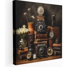 Popcas Retro Fotoğraf Makinesi Kanvas Tablo - Duvar Sanatı Eski Film Ruloları