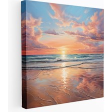 Popcas Plaj Günbatımı Kanvas Tablo - Gerçekçi Duvar Sanatı - Huzur Veren Kanvas Duvar Sanatı