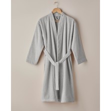 Chequer Pamuk Bornoz S-M Gri