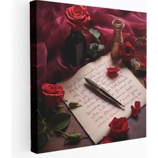 Popcas Romantik Hat Kanvas Tablo - Aşk Mektubu Nostalji Romantik Tema