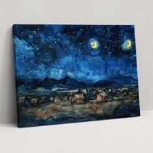 Popcas Vincent Van Gogh'un Yıldızlı Gece Kanvas Tablo - Ev Dekorasyonu Için Vincent Van Gogh Kanvas Tablo