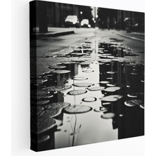 Popcas Şehir Yağmuru Kanvas Tablo Duvar Sanatı - Yağmur Duvar Sanatı Ev Dekorasyonu Fotoğraf