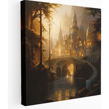 Popcas Efsane Yüzüklerin Efendisi Kanvas Tablo - Efsanevi Rivendell - Efsane Yüzüklerin Efendisi Efsanevi Altın Işık Duvar Dekoru Kanvas
