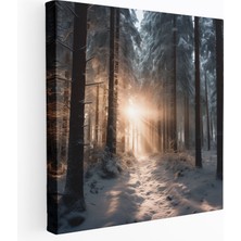 Popcas Kış Ormanı Kanvas Tablo - Kış Doğa Duvar Sanatı Kış Masalı