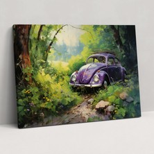 Popcas Empresyonist Volkswagen Beetle Kanvas Tablo - Volkswagen Beetle Kanvas Tablo Duvar Dekorasyonu Kanvas Duvar Sanatı