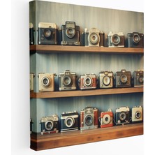 Popcas Nostaljik Vintage Kameralar Temalı Duvar Dekorasyonu - Kanvas Tablo