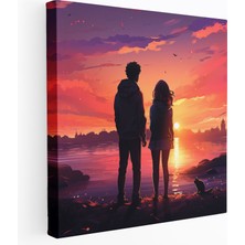 Popcas Romantik Günbatımı Manzaralı Duvar Sanatı - Ev Dekorasyonu Masalsı Duvar Dekorasyonu