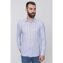 Efor Erkek Slim Fit Mavi Spor Gömlek G 1488